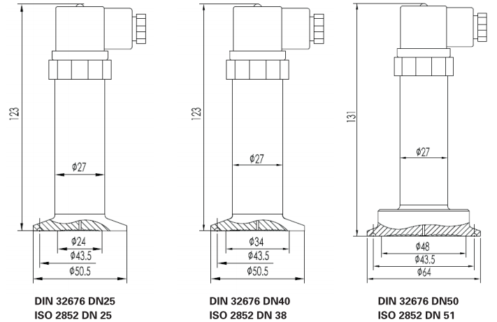 衛(wèi)生型表壓變送器外形尺寸 衛(wèi)生型表壓變送器外形尺寸