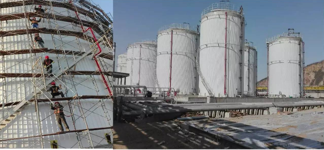 儀表工在進(jìn)行罐體表面保溫作業(yè) 儀表工在進(jìn)行罐體表面保溫作業(yè)