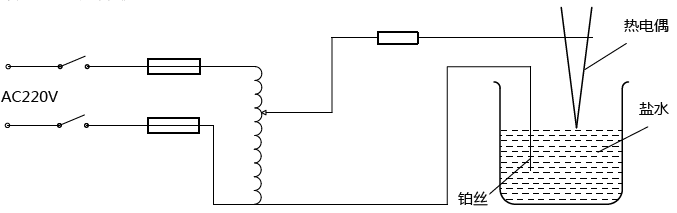 廉金屬熱電偶鹽水焊接裝置示意圖 廉金屬熱電偶鹽水焊接裝置示意圖