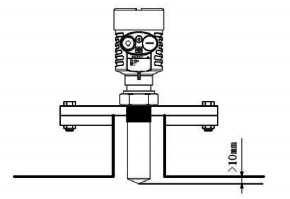 被測(cè)罐體中,變送器安裝連接短接過(guò)長(zhǎng),雷達(dá)液位計(jì)天線未出安裝短接 被測(cè)罐體中,變送器安裝連接短接過(guò)長(zhǎng),雷達(dá)液位計(jì)天線未出安裝短接