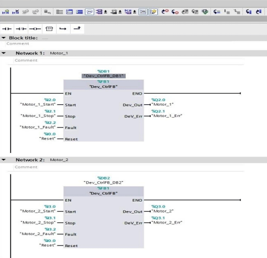 電機直接控制功能塊在博圖中的傳統調用方式 電機直接控制功能塊在博圖中的傳統調用方式