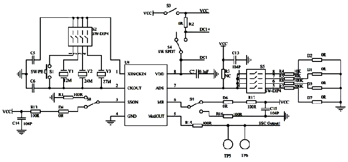 展頻IC主時鐘模式原理圖 展頻IC主時鐘模式原理圖