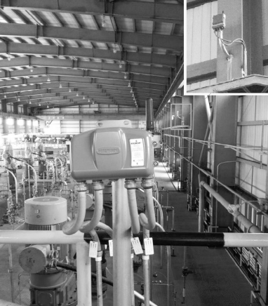 在高密度設備上方安裝的多點無線溫度變送器和無線網關(小圖所示) 在高密度設備上方安裝的多點無線溫度變送器和無線網關(小圖所示)