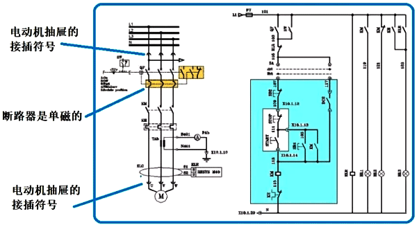 電動機控制電路(采用單磁斷路器) 電動機控制電路(采用單磁斷路器)