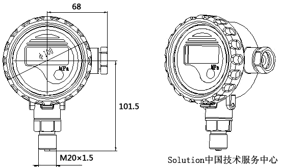 斯盧森S401數顯壓力表外形尺寸 斯盧森S401數顯壓力表外形尺寸