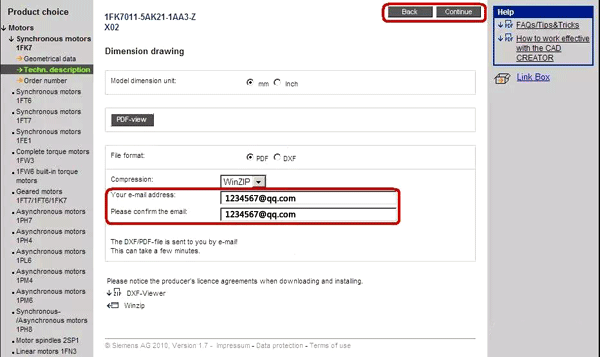 在CAD CREATOR中輸入電子郵件地址 在CAD CREATOR中輸入電子郵件地址