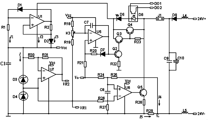 多路溫度遠傳監測儀電源、V/I轉換和報警電路 多路溫度遠傳監測儀電源、V/I轉換和報警電路