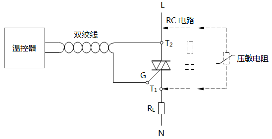 溫控器驅動晶閘管接線示意圖 溫控器驅動晶閘管接線示意圖
