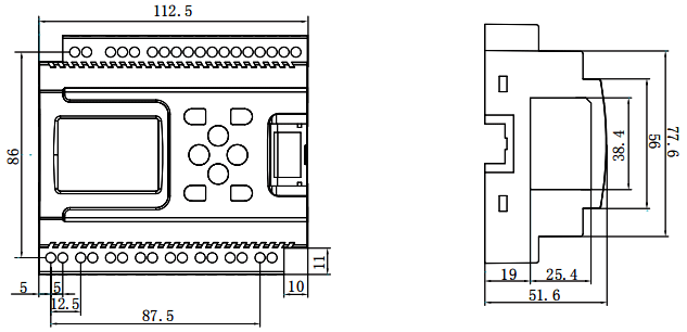 簡易PLC中文一體機安裝尺寸 簡易PLC中文一體機安裝尺寸