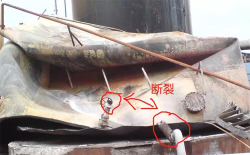 儲(chǔ)罐火災(zāi)中燒斷的金屬軟管 儲(chǔ)罐火災(zāi)中燒斷的金屬軟管