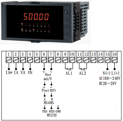 160×80m單相有功功率表接線圖 160×80m單相有功功率表接線圖