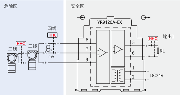 檢測端隔離式安全柵接線圖
